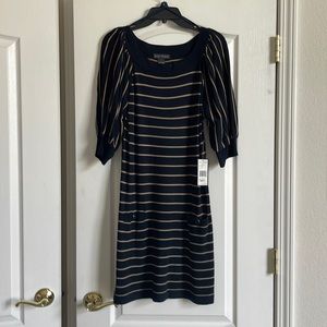 Jessica Howard, navy with gold stripe, sweater dress